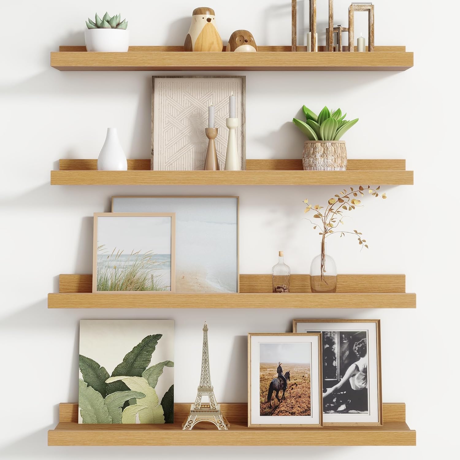Floating Picture Ledge Shelves for Wall Set of 4, 24 Inch