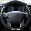 New York Giants Genuine Leather Steering Wheel Cover - Soft Black Fit