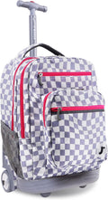 Lavender Checkers Sundance 20in Rolling Laptop Backpack for Kids