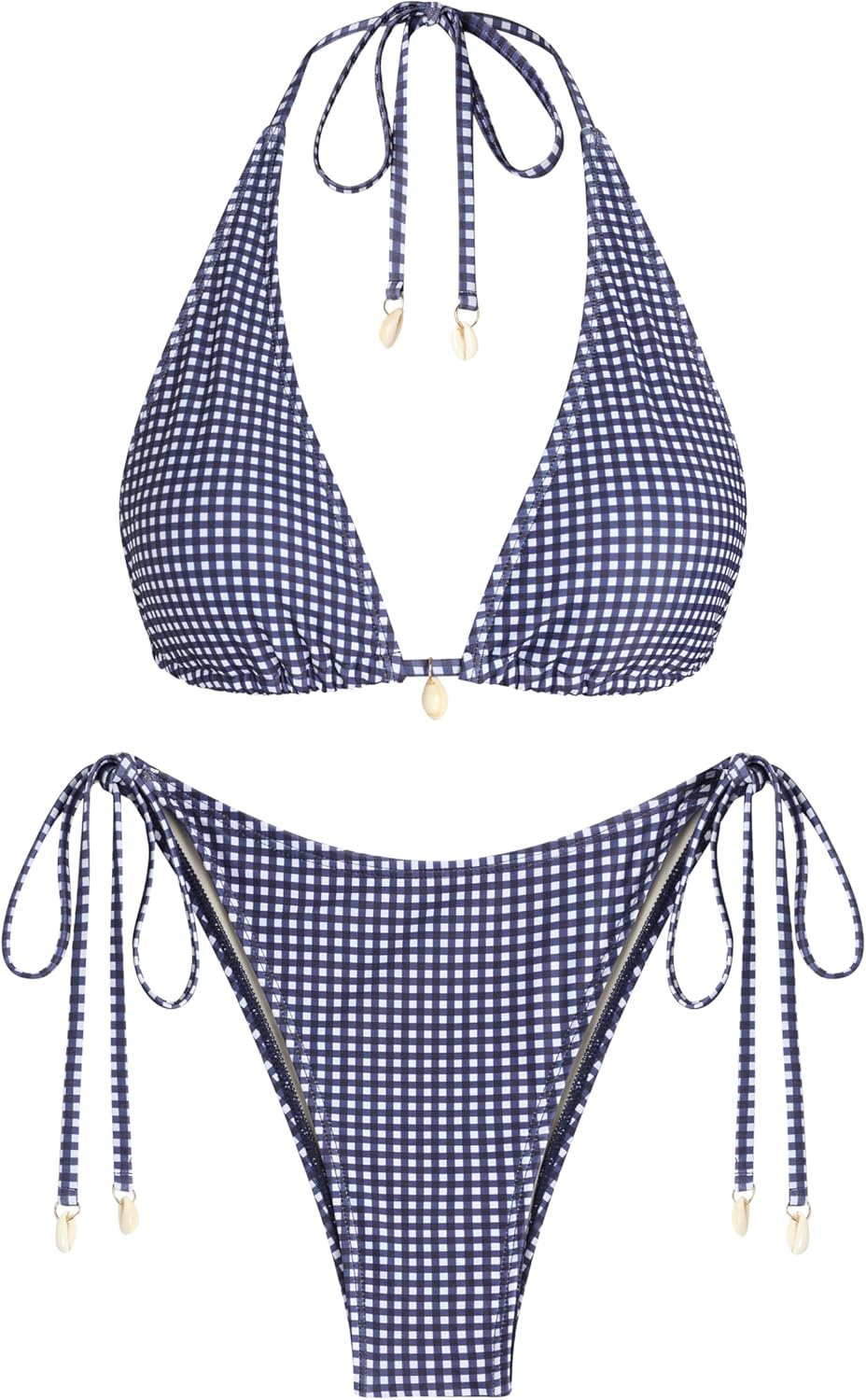 ZAFUL Women's Triangle Bikini Multiway Fishnet Tie Side Set