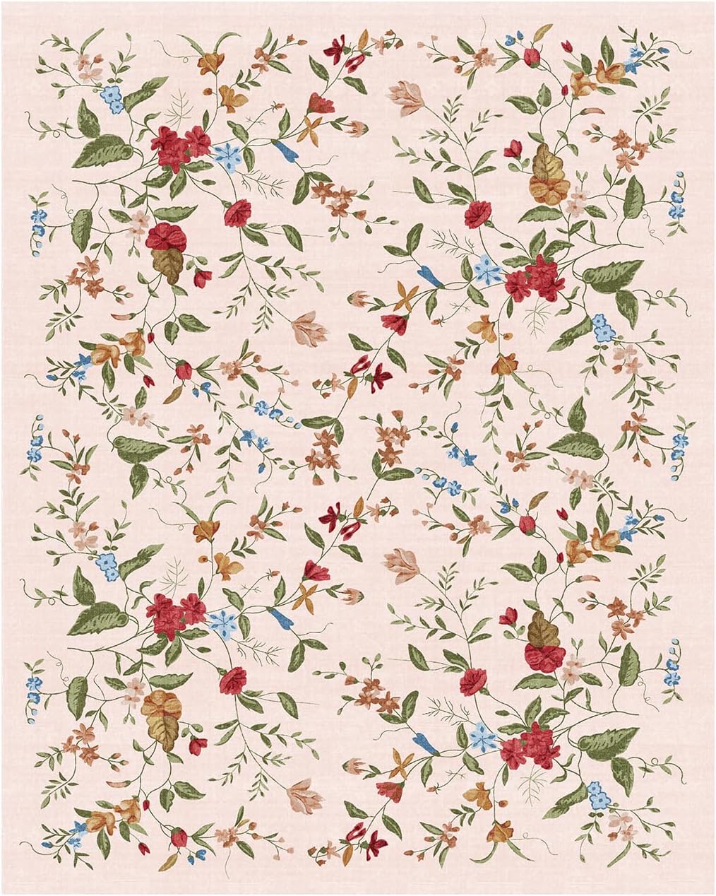 Pink Area Rug 8x10 Boho Floral Non Slip Soft Carpet for Home