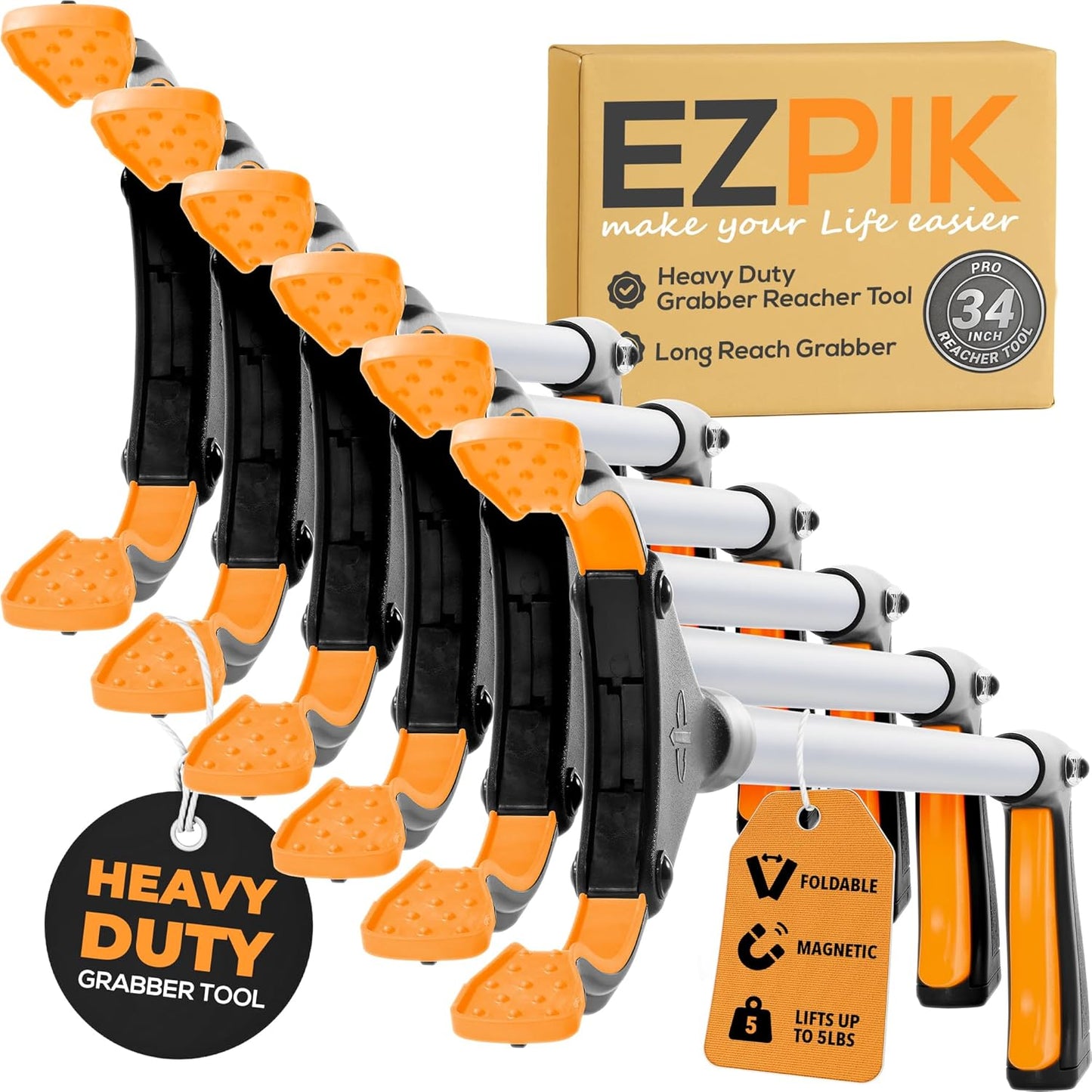 EZPIK Pro 34in Foldable Grabber Reacher Tool for Seniors