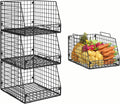 3 Pack XXL Stackable Wire Baskets - Large Pantry Organizers
