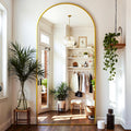 Floor Mirror 76in x34in Oversized Full Length Mirror - Arched Gold