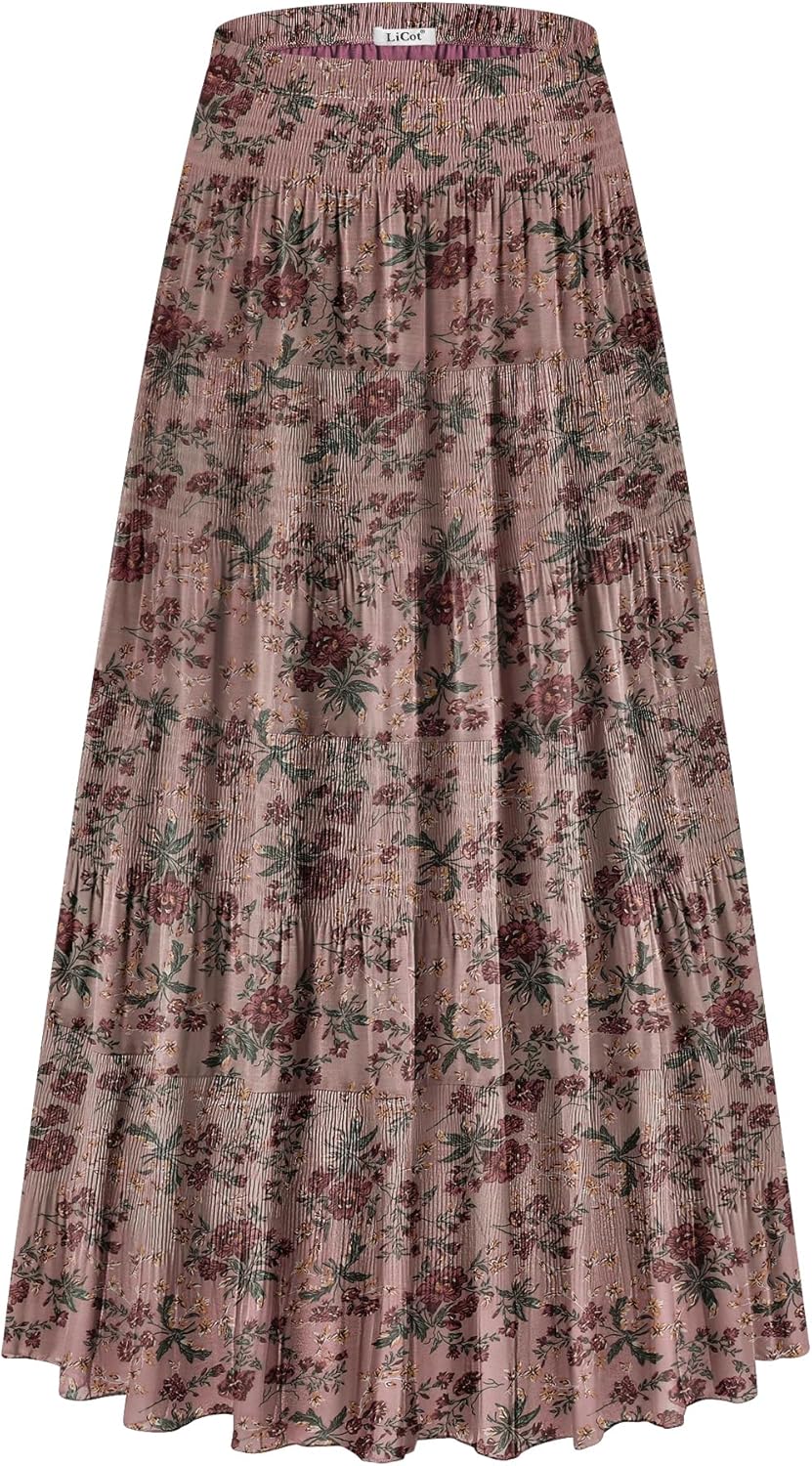 Women's Maxi Skirt with Pockets High Waisted Casual A-Line
