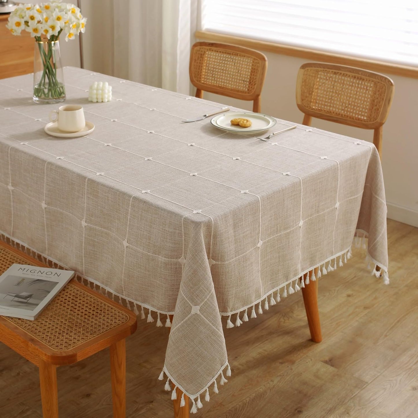 JIALE Waterproof Tablecloth for Rectangle Tables, 55in x 102in