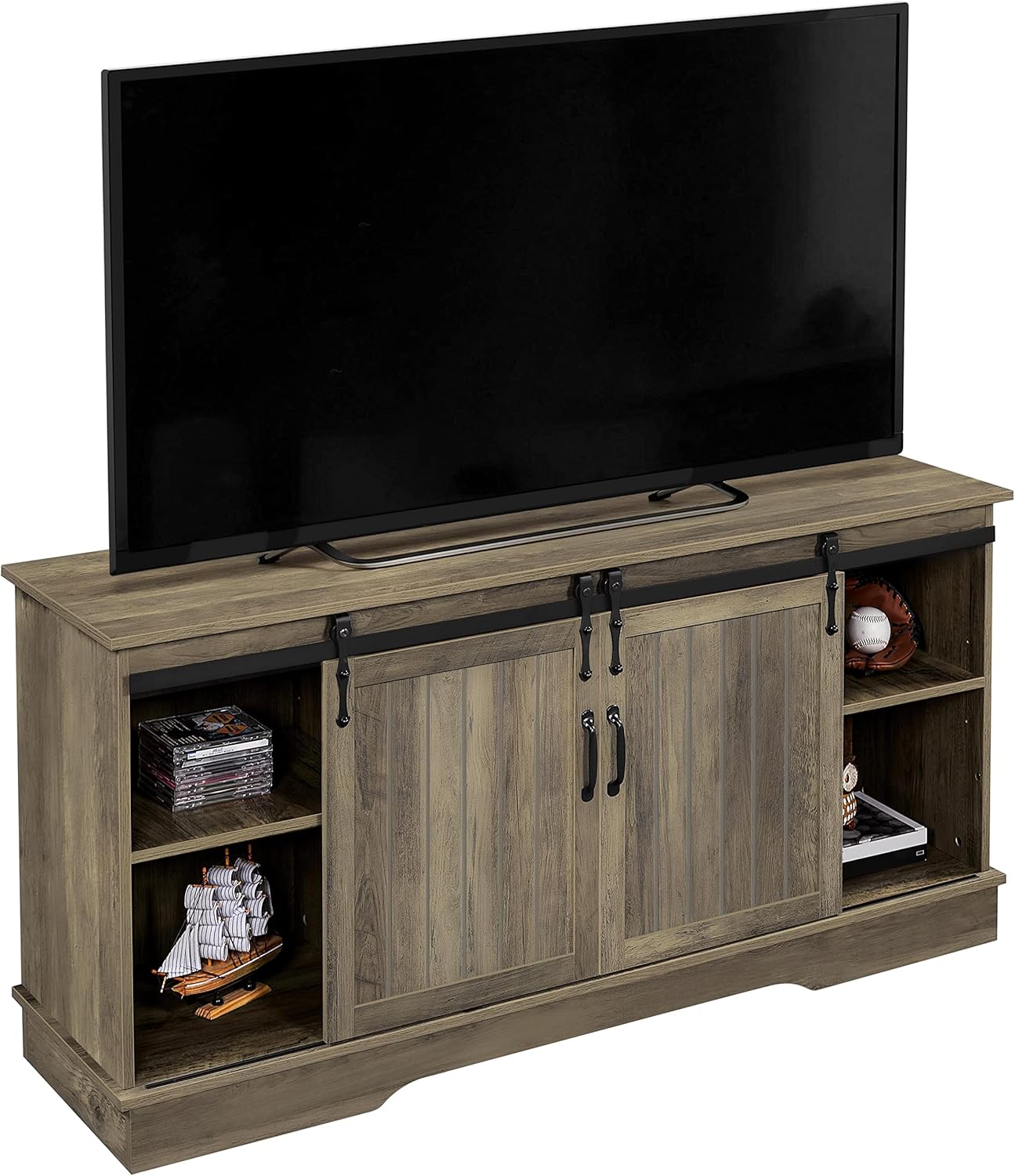 Rustic Oak TV Stand for 65 TV, Storage Cabinets, Farmhouse Console