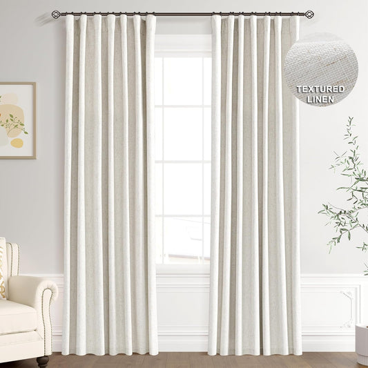 Joywell Textured Linen 100% Blackout Curtains for Home Decor