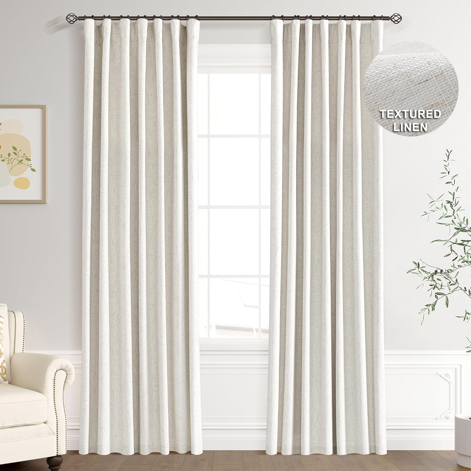 Joywell 100% Blackout Linen Curtains for Elegant Home Decor