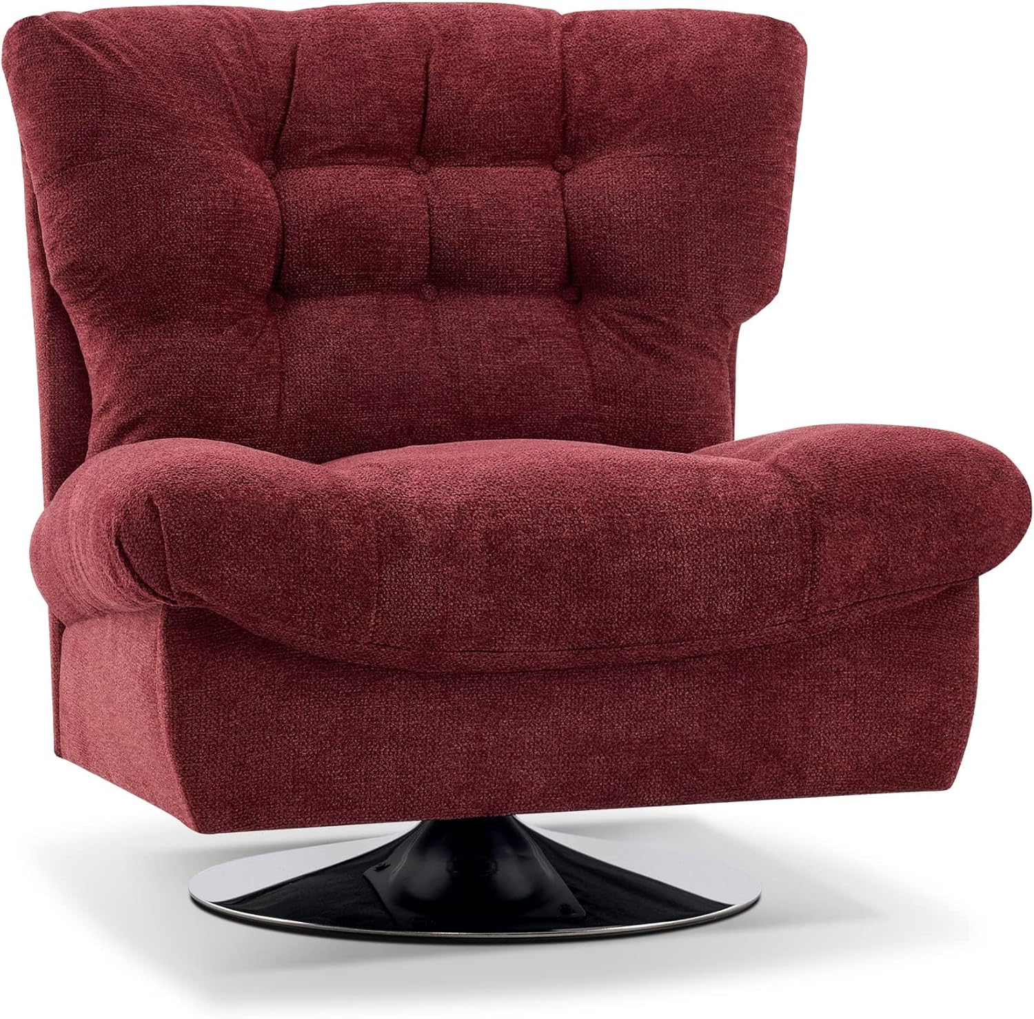Swivel Accent Chair, Wide Seat Sofa, Burgundy