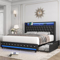 HIFIT Queen LED Bed Frame with Charging Station and Storage - Luxe PU