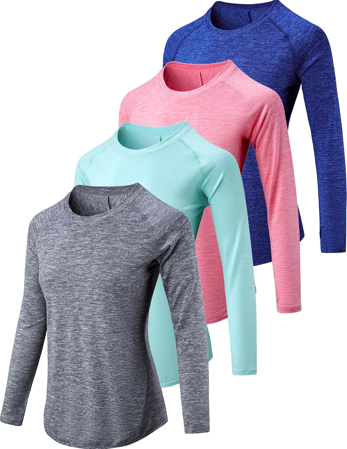 Womens Long Sleeve Athletic Tops with Thumb Holes for Comfort