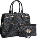 Women Vegan Leather Satchel Purse Set 2pcs - 3 Compartment Tote