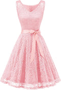 Floral Lace Bridesmaid Party Dress with V Neck Design