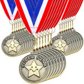 Super Star Award Medals 100 Pcs Gold Medallions with Ribbons - Bulk