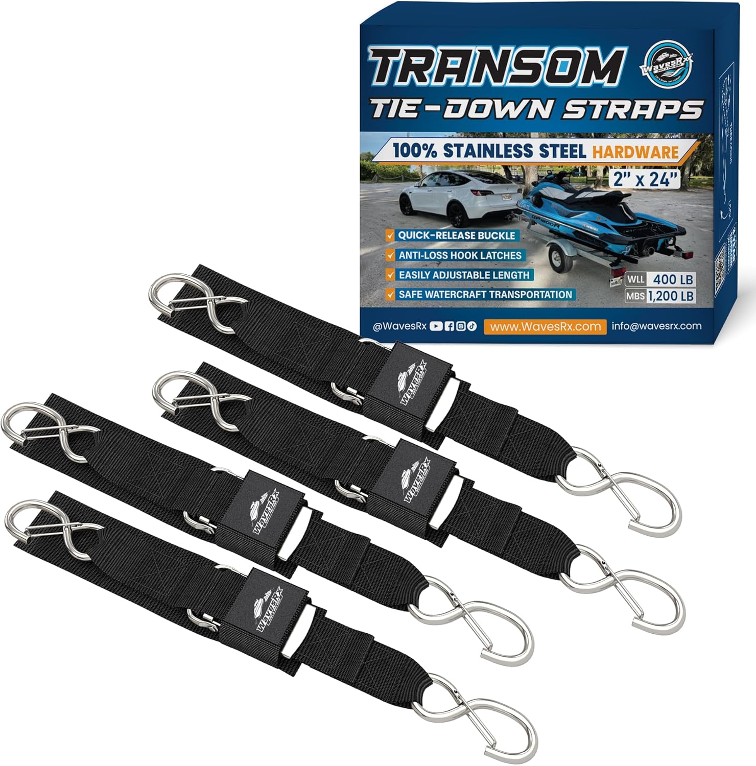 Premium Boat & Jet Ski Trailer Transom Straps for Safe Transport