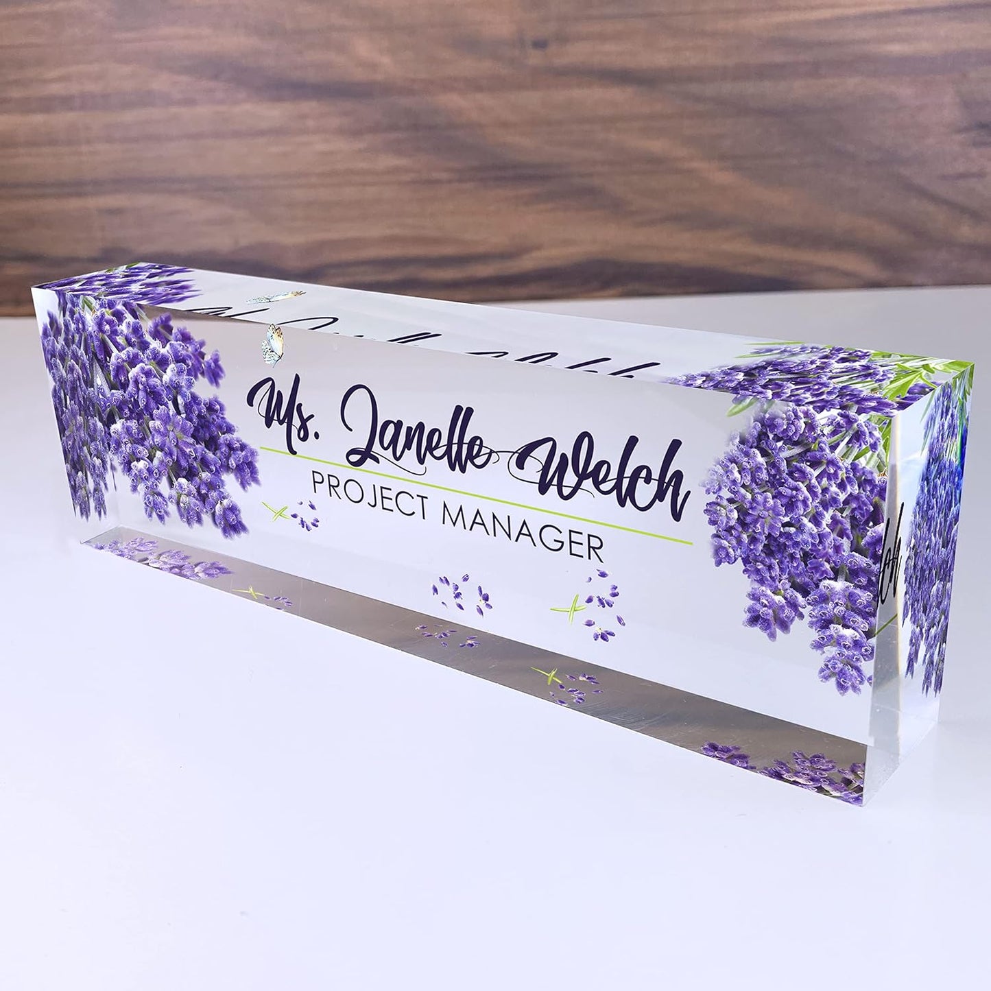 Personalized Name Plate for Desk - Elegant Lavender Design