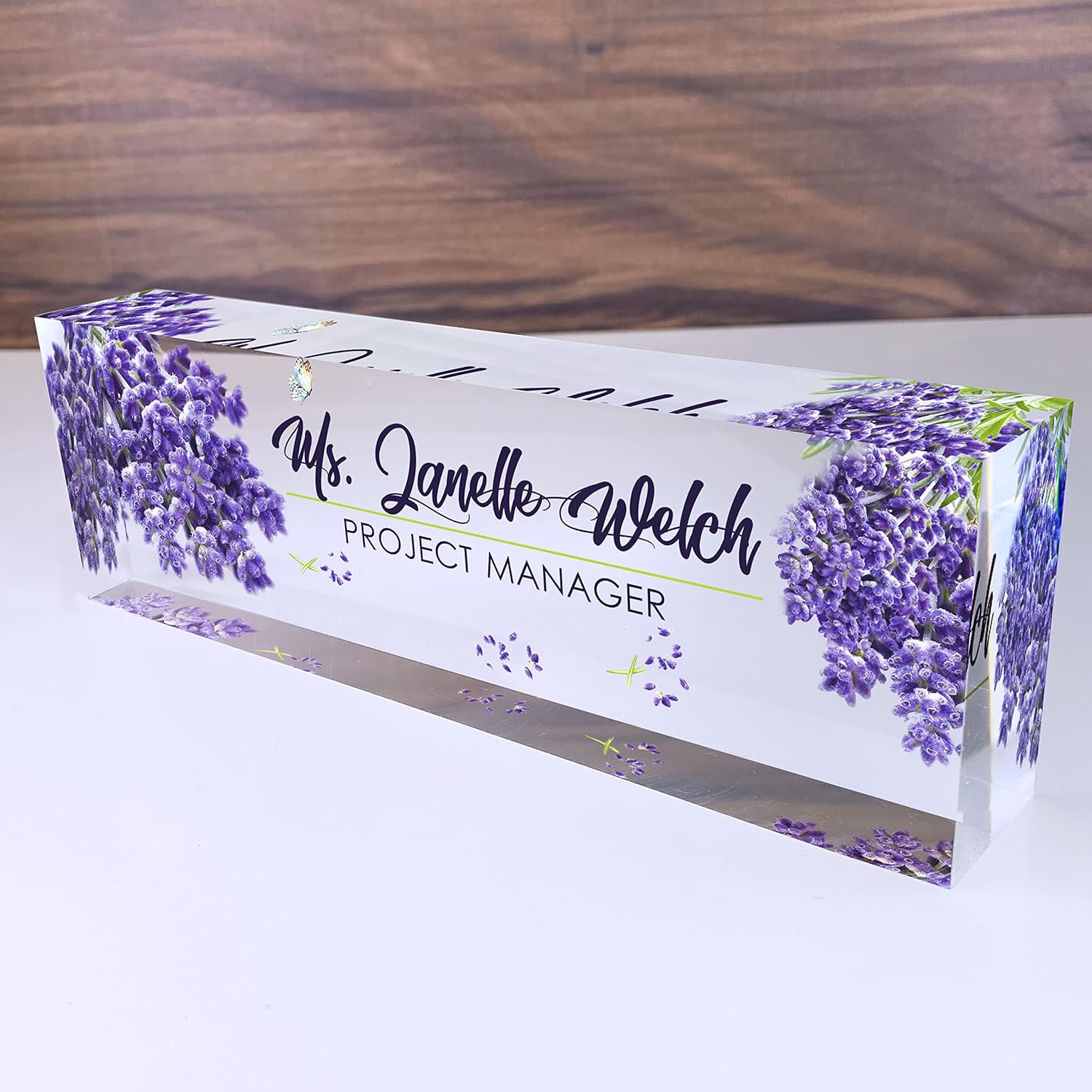 Personalized Name Plate for Desk - Elegant Lavender Design