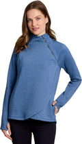 Women's Fleece Sweatshirt Pullover with Zip Mock Neck - Flattering Fit