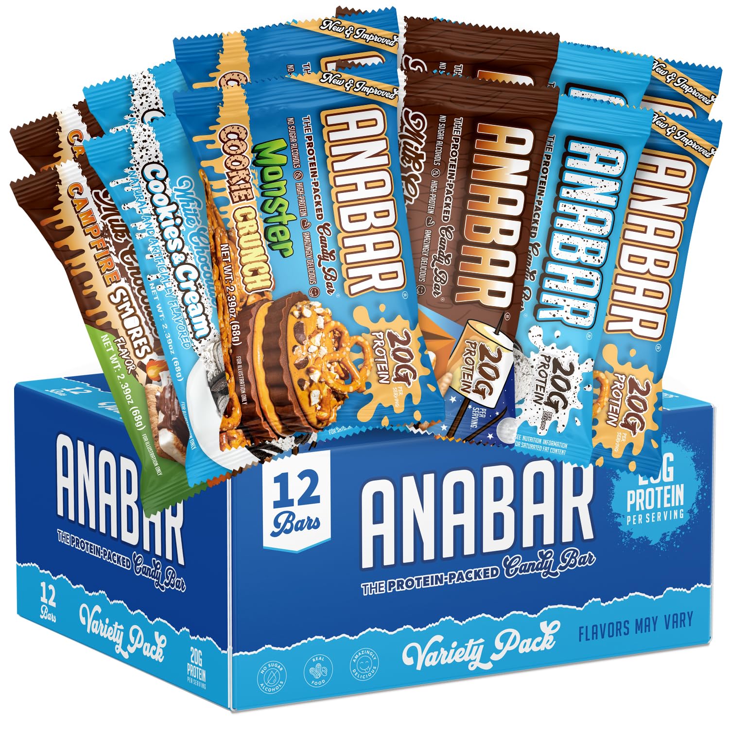 Anabar Protein Bar Variety Packs - Delicious High Protein Snack