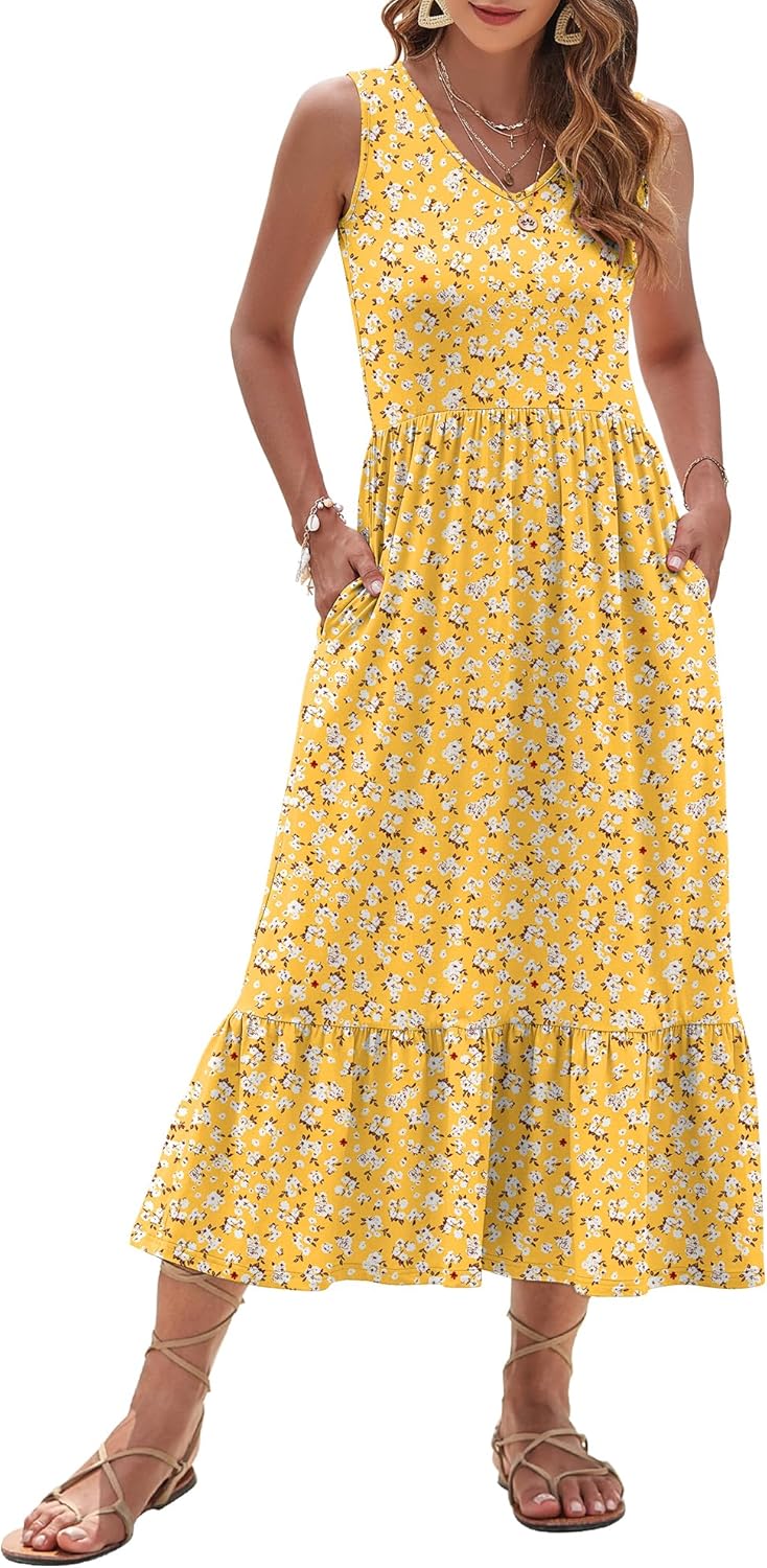 AUSELILY Womens Maxi Dress 2025 Sleeveless Summer Essential