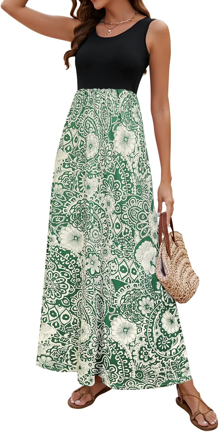 Boho Chevron Striped Floral Maxi Dress for Women by Sherosa