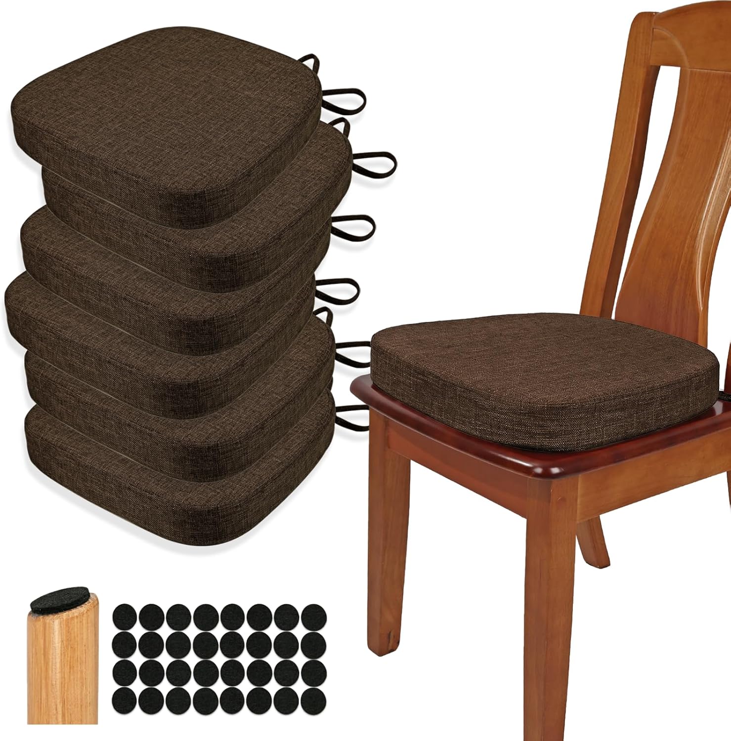 Thickened 2.5in Dining Chair Cushions Set of 6 for Comfort