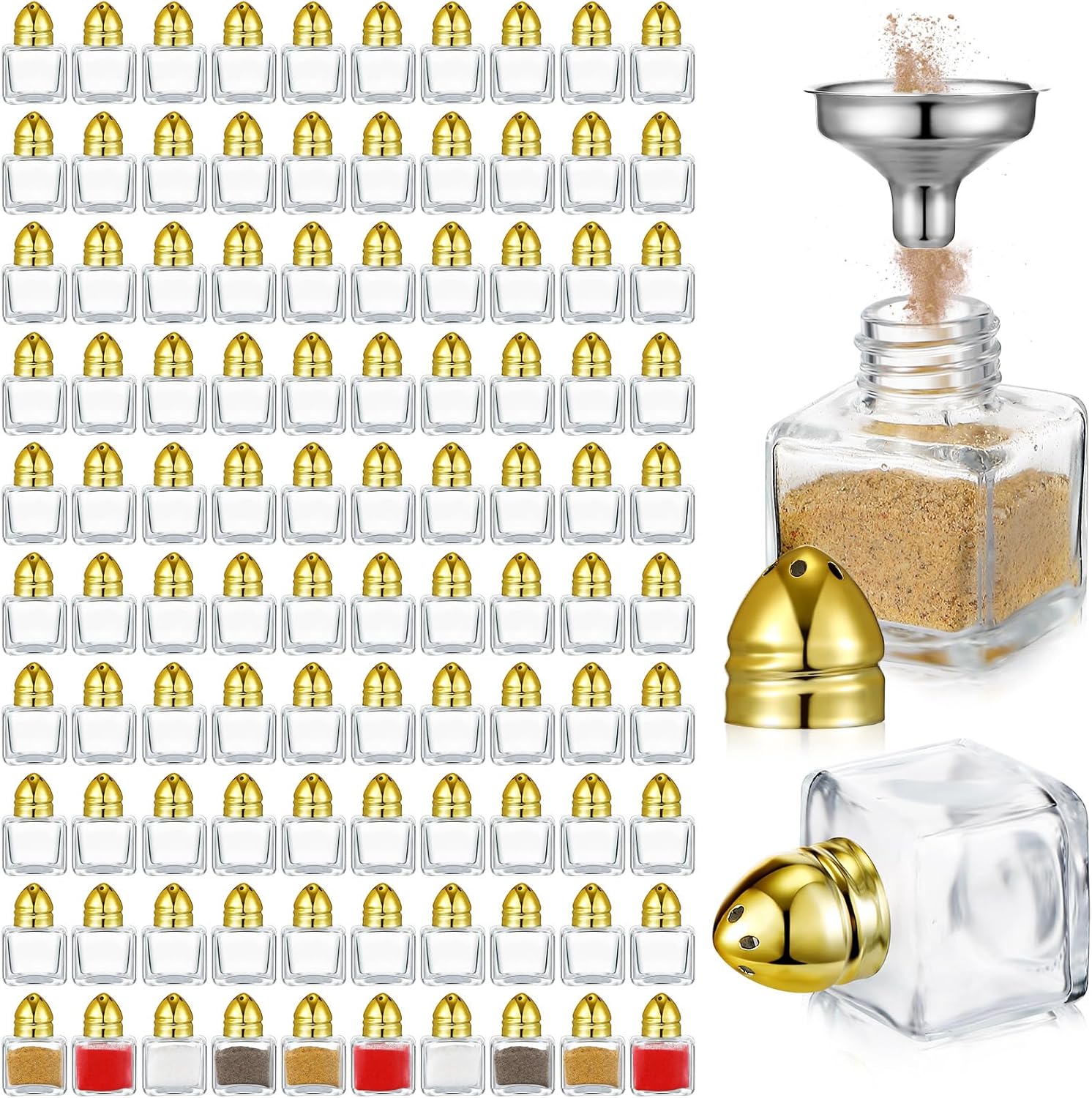 100 Pcs 0.5 oz Cube Shape Mini Salt and Pepper Shakers