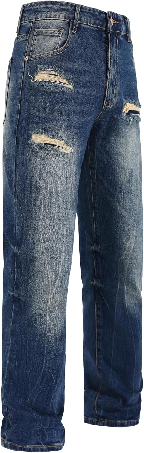 Men's Stretch Regular Fit Straight-Leg Denim Pants for Comfort