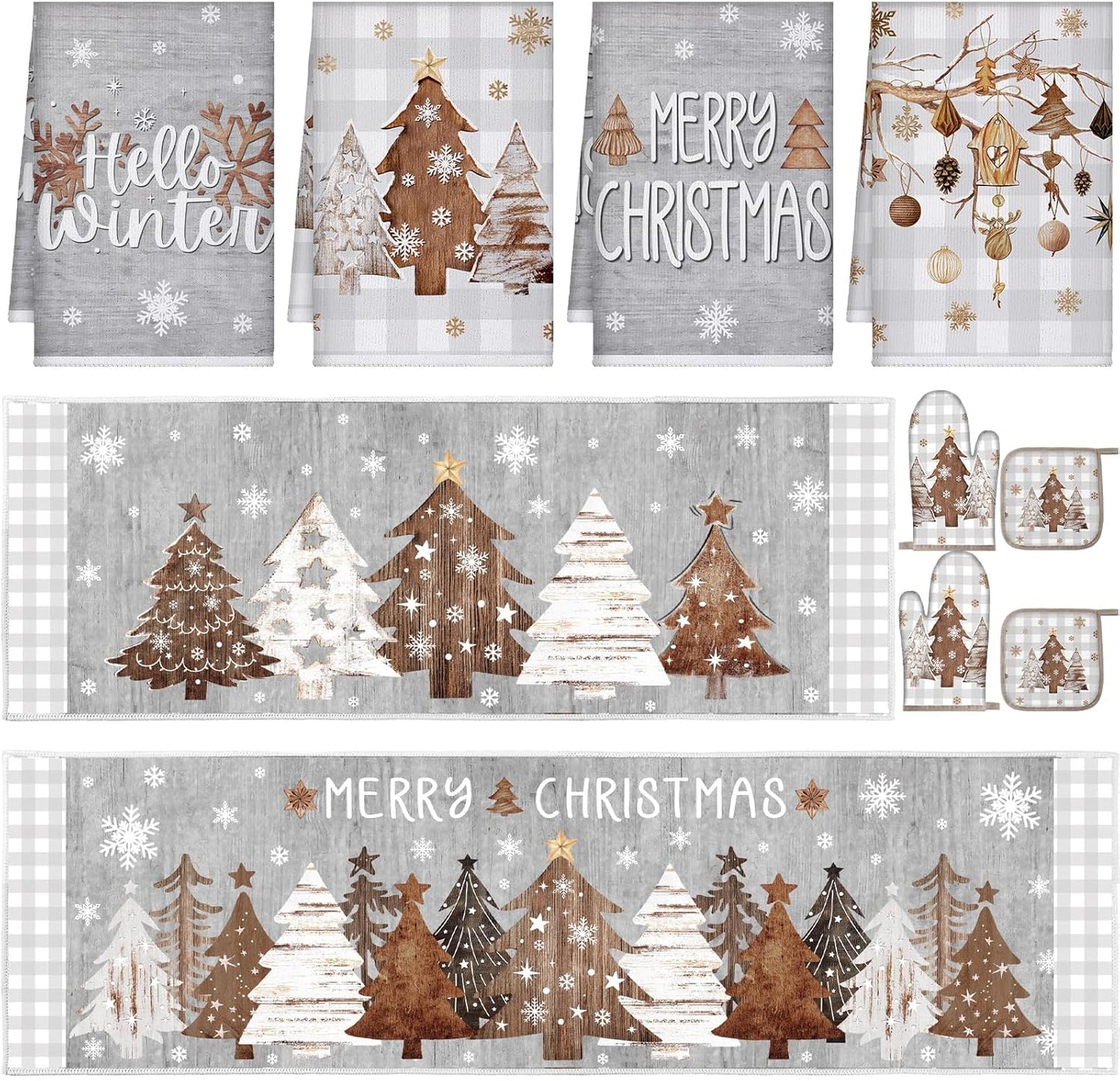 10 Pcs Christmas Kitchen Decor Set for Baking and Cooking