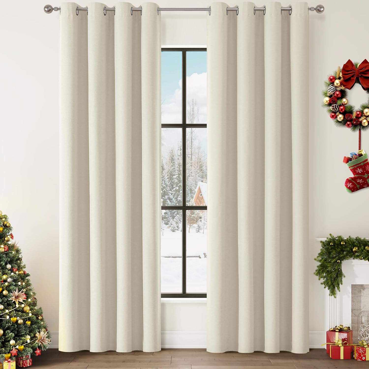 100% Blackout Birch Solid Curtains for Bedroom and Living Room