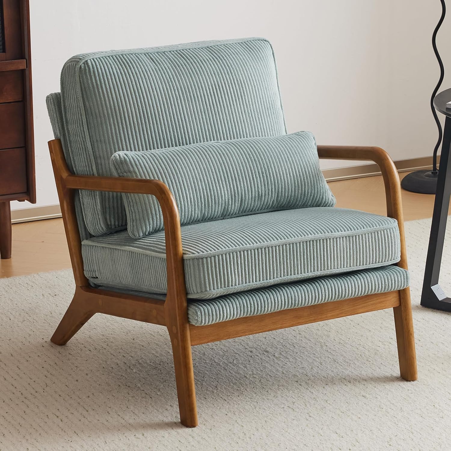 VINGLI Premium Corduroy Accent Chair: Plush Lumbar Support
