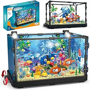 Fish Tank Building Block Set with Lighting for Marine Life Lovers