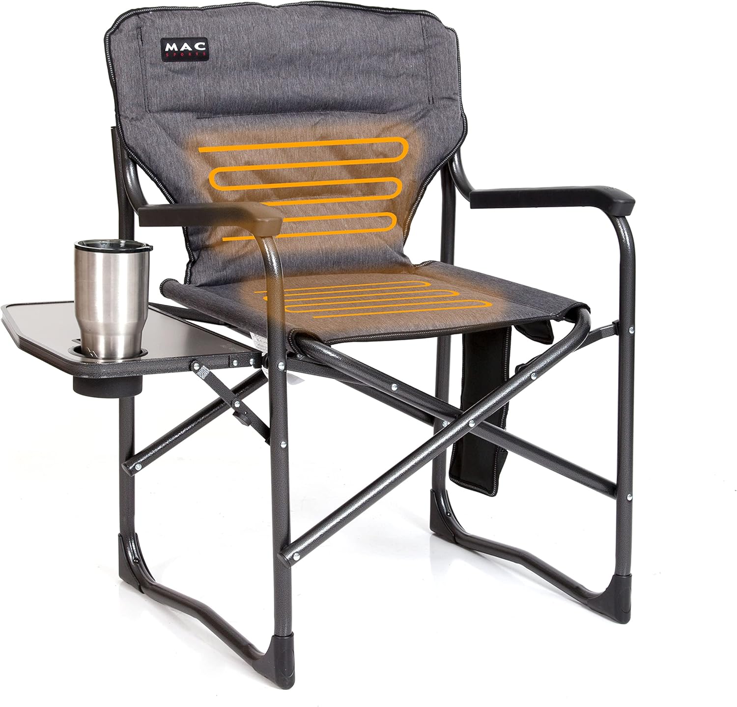 Portable Heated Side Table | Camp Chair Accessory, Gray