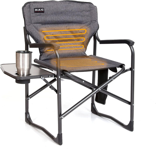 Portable Heated Side Table | Camp Chair Accessory, Gray