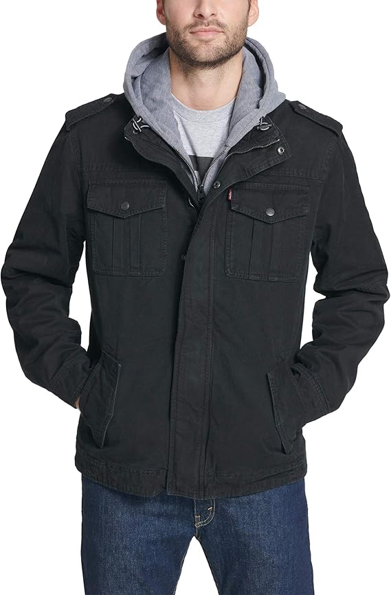 Levi's Men's Washed Cotton Hooded Military Jacket Review