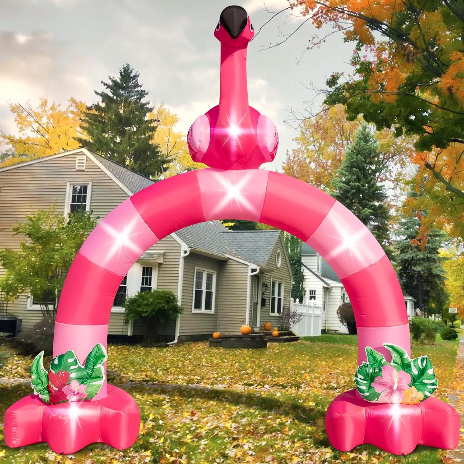 12FT Pink Flamingo Inflatable Arch for Summer Parties Decor