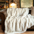 Luxury Ivory White Faux Fur Throw Blanket 60x80 - Soft, Thick Cozy