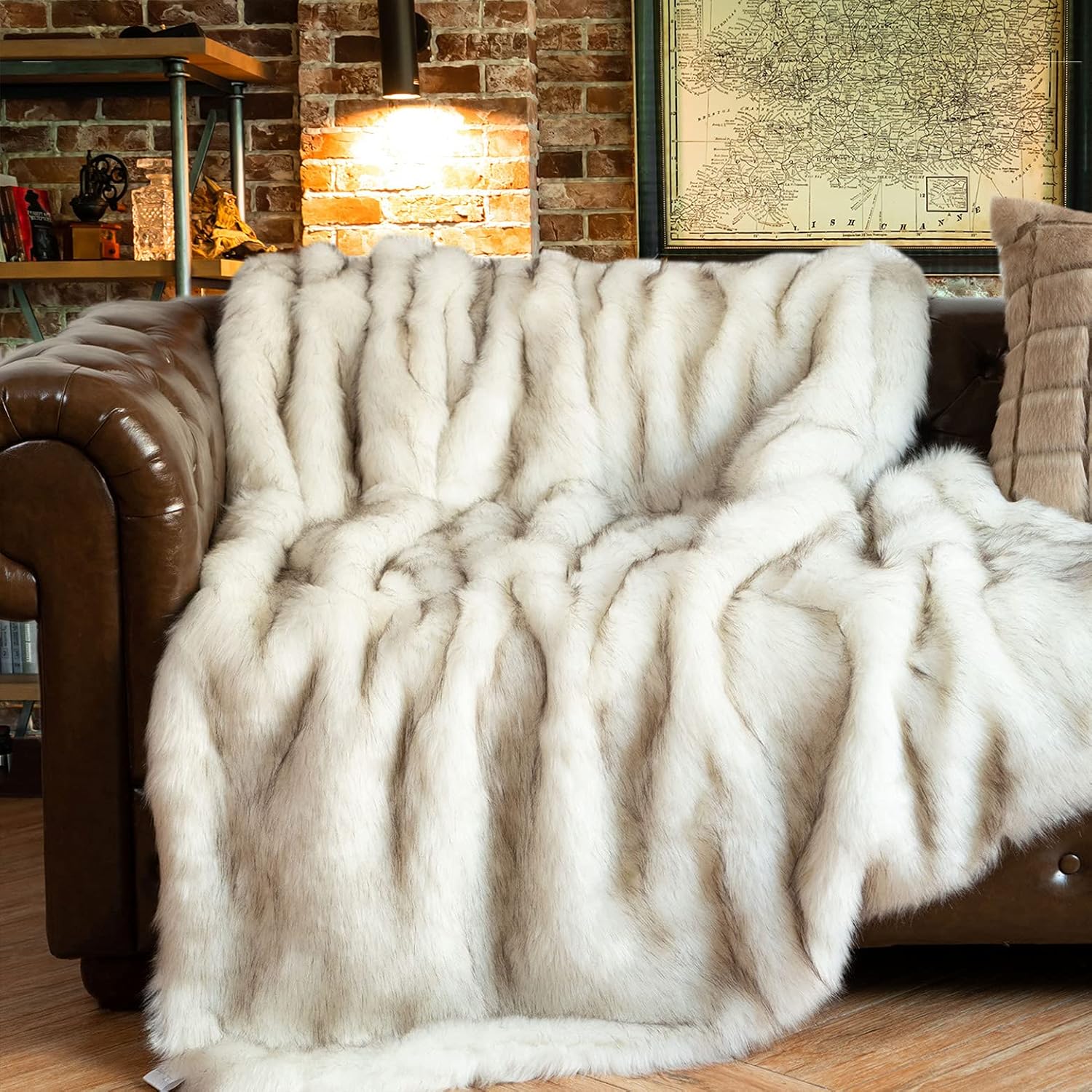 Luxury Ivory White Faux Fur Throw Blanket for Cozy Comfort