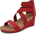 DREAM PAIRS Women's Elastica Ankle Strap Open Toe Wedges - 2.4in Heel