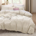 Bedsure Oat Milk Duvet Cover King Size - Extra Soft Cotton-Like Set