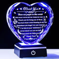 Thank You Gifts Crystal Heart Plaque with Colorful LED Base