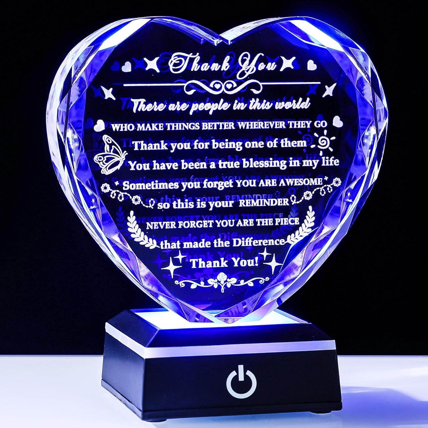 Heartfelt Thank You Gifts with Colorful LED Base for All Occasions