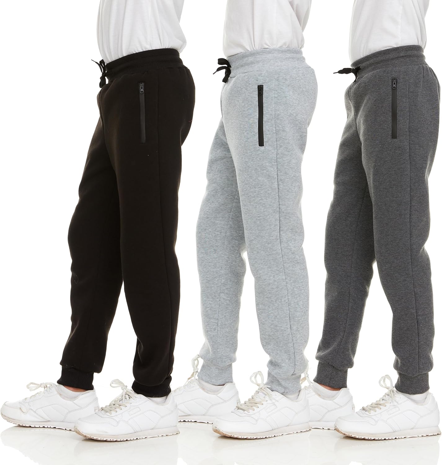 Boys Sweatpants Fleece Athletic Joggers with Zipper Pocket