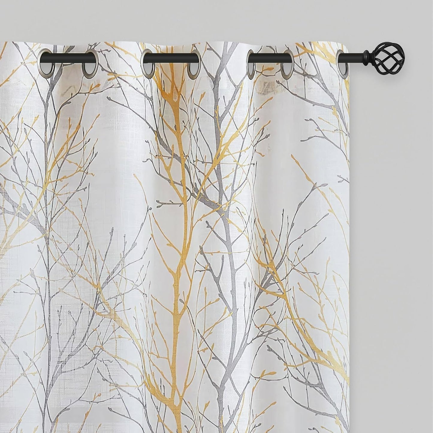 FMFUNCTEX Linen Semi Sheer Curtains for Bedroom and Living Room