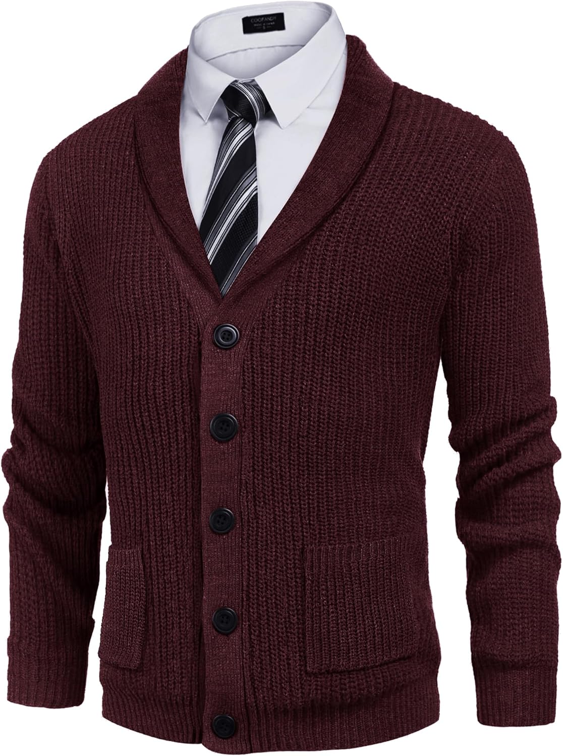 COOFANDY Men's Shawl Collar Cardigan Sweater for Stylish Comfort
