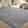Soft Modern Large Shaggy Rug 6x9 ft - Plush Grey Accent Rug
