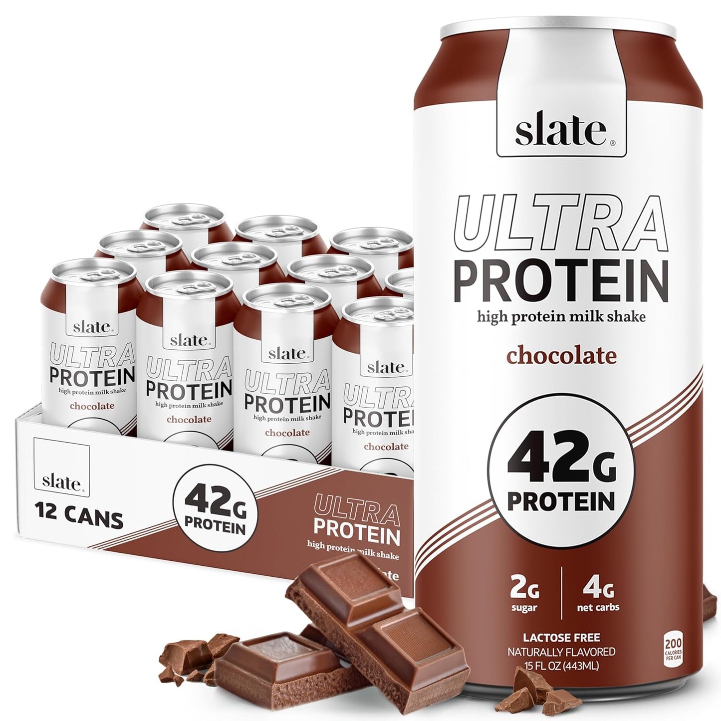 Slate Ultra Protein Shake - Chocolate - 42g Protein, 2g Sugar