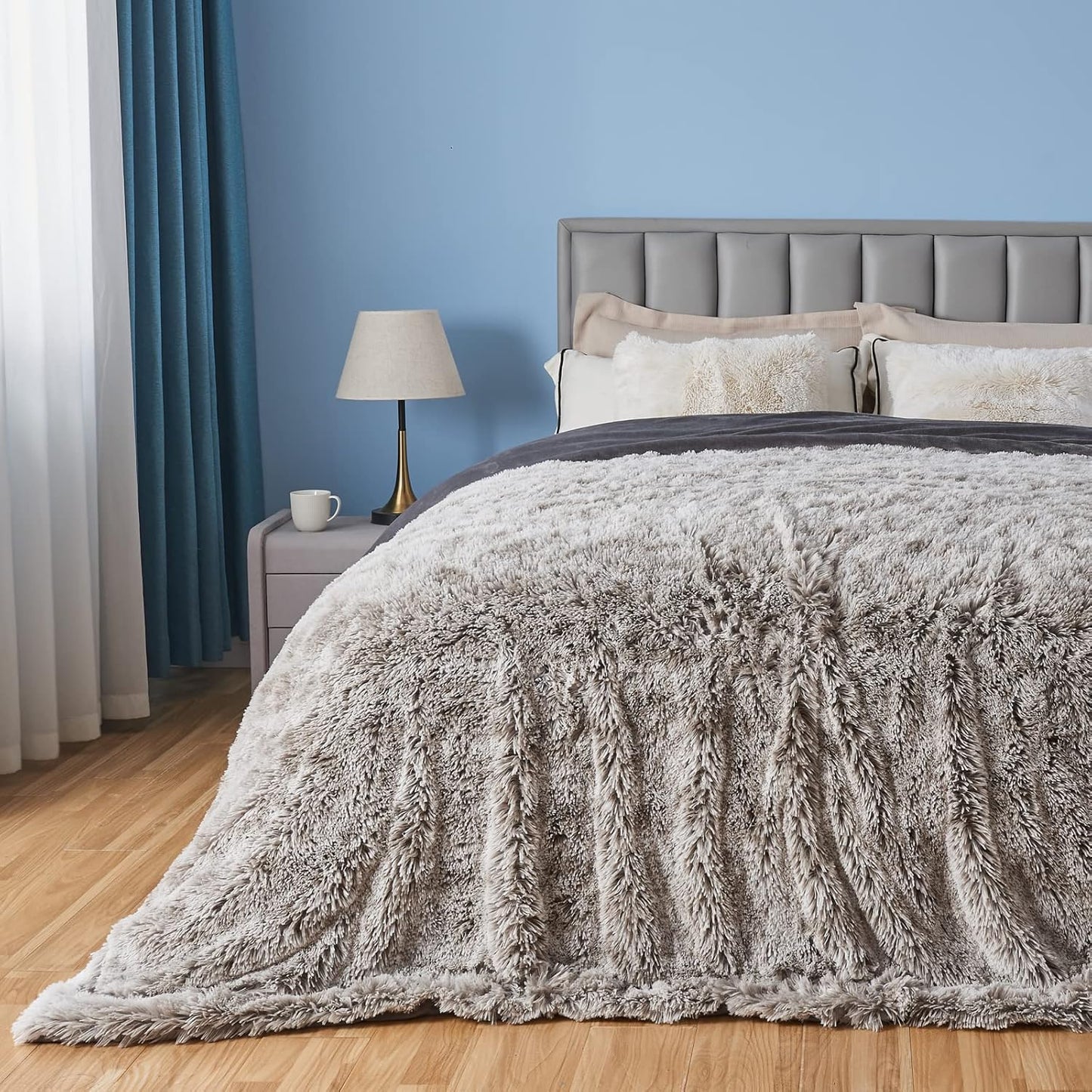 Fuzzy Faux Fur Throw Blanket Queen Size for Cozy Comfort
