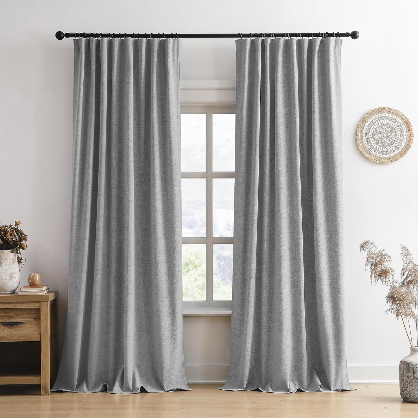 RAIN CITY Grey Blackout Curtains for High Living Room Doors
